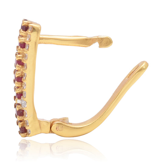 Cercei din Argint 925 Placat cu Aur ( 2.72 grame ) cu Rubin Malagasy și Topaz Alb 1.18 Carate