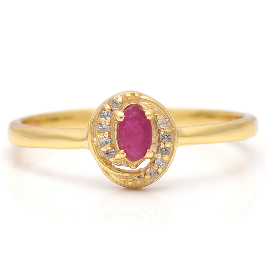 Inel din Argint 925 Placat cu Aur ( 1.81 grame ) cu Rubin Malagasy și Topaz Alb 0.09 Carate