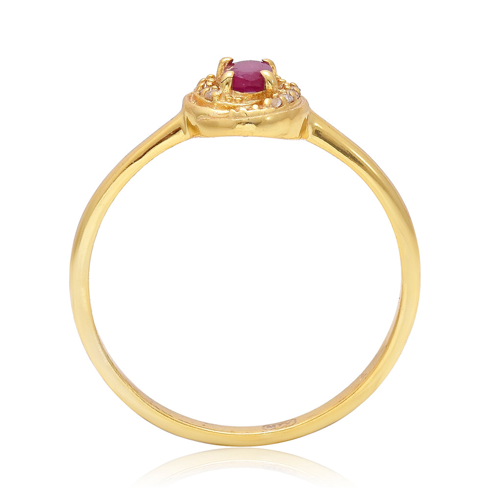 Inel din Argint 925 Placat cu Aur ( 1.81 grame ) cu Rubin Malagasy și Topaz Alb 0.09 Carate