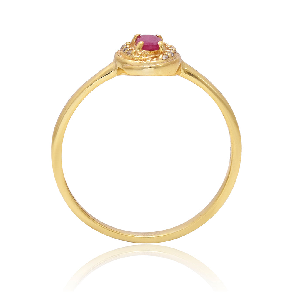 Inel din Argint 925 Placat cu Aur ( 1.81 grame ) cu Rubin Malagasy și Topaz Alb 0.09 Carate 8 