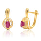 Cercei din Argint 925 Placat cu Aur ( 2.38 grame ) cu Rubin Malagasy și Topaz Alb 0.76 Carate