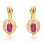 Cercei din Argint 925 Placat cu Aur ( 2.38 grame ) cu Rubin Malagasy și Topaz Alb 0.76 Carate