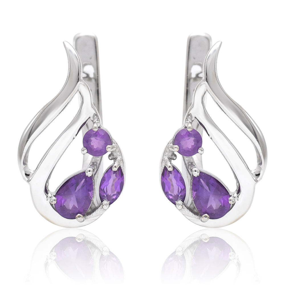 Cercei din Argint 925 Placat cu Aur ( 3.77 grame ) cu Ametist Marocan 0.65 Carate