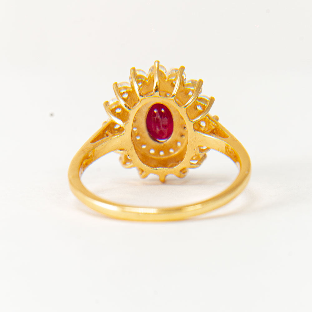 Inel din Argint 925 Placat cu Aur ( 2.91 grame ) cu Rubin Malagasy și Topaz Alb 1.24 Carate