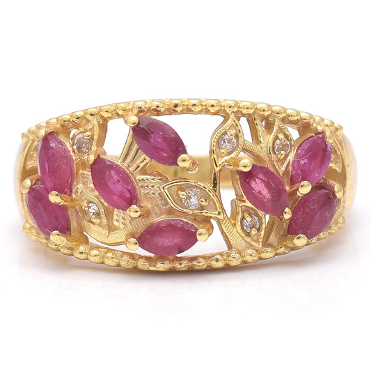 Inel din Argint 925 Placat cu Aur ( 4.06 grame ) cu Rubin Malagasy și Topaz Alb 0.87 Carate