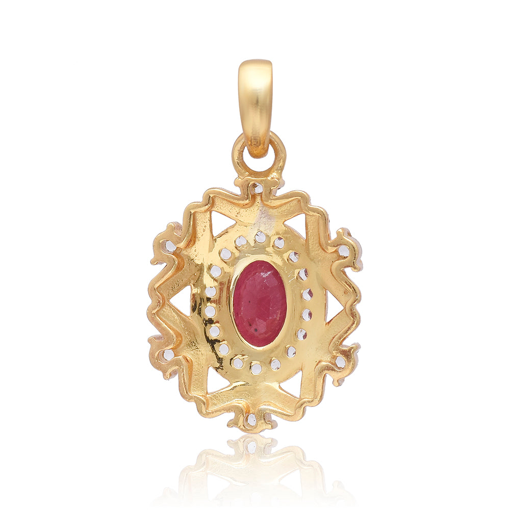 Pandantiv din Argint 925 Placat cu Aur ( 1.86 grame ) cu Rubin Malagasy și Topaz Alb 1.38 Carate