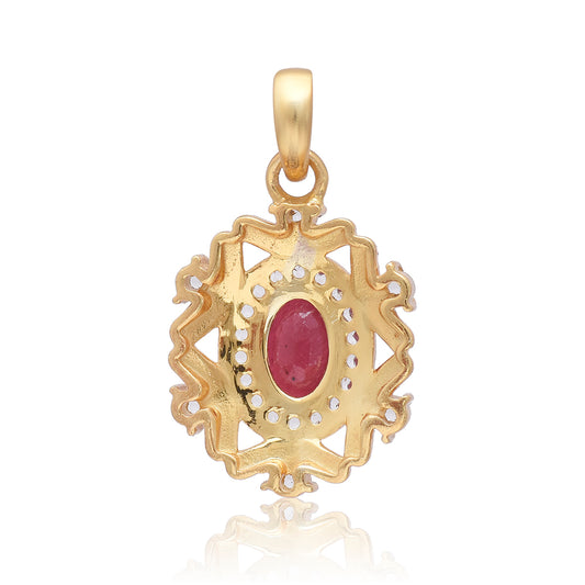 Pandantiv din Argint 925 Placat cu Aur ( 1.86 grame ) cu Rubin Malagasy și Topaz Alb 1.38 Carate