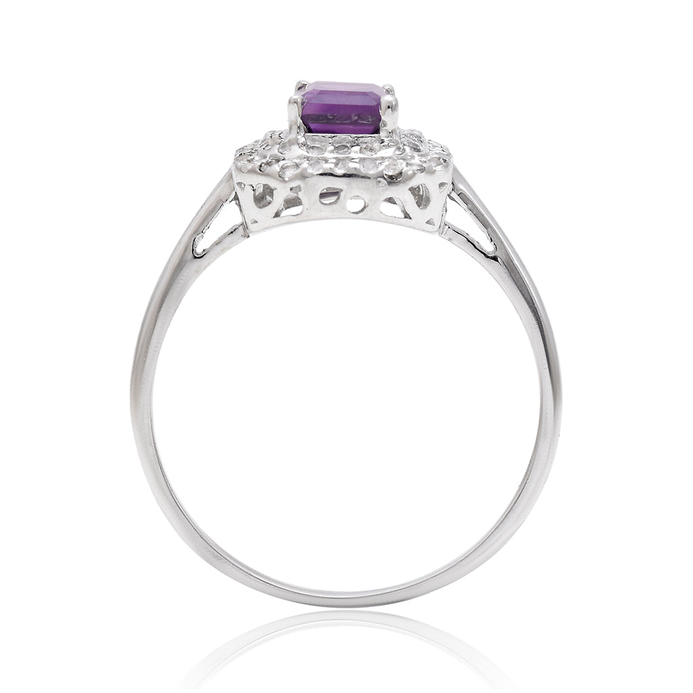 Inel din Argint 925 ( 2.37 grame ) cu Ametist Marocan și Topaz Alb 1.45 Carate 4 