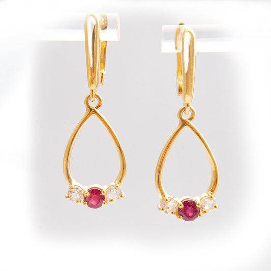 Cercei din Argint 925 Placat cu Aur ( 5.48 grame ) cu Rubin Malagasy 1.54 Carate