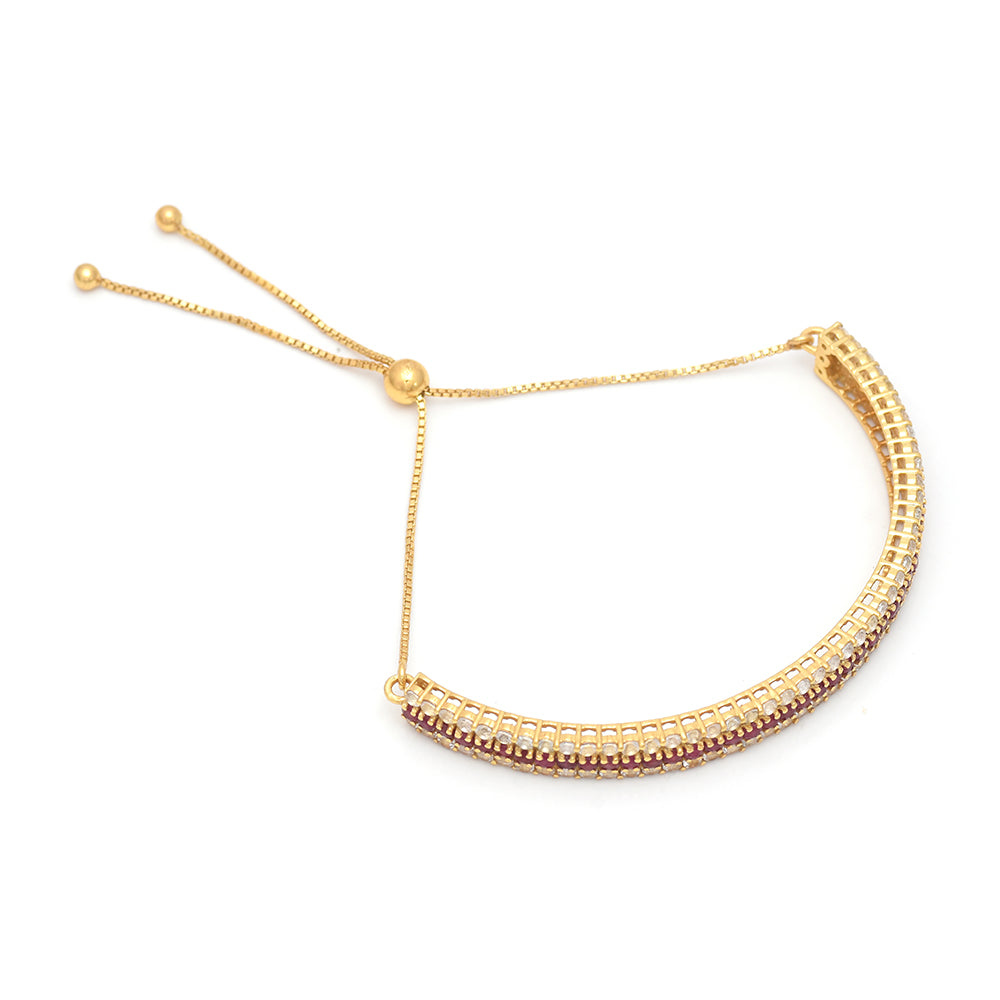 Brățară din Argint 925 Placat cu Aur ( 8.34 grame ) cu Rubin Malagasy și Topaz Alb 3 Carate