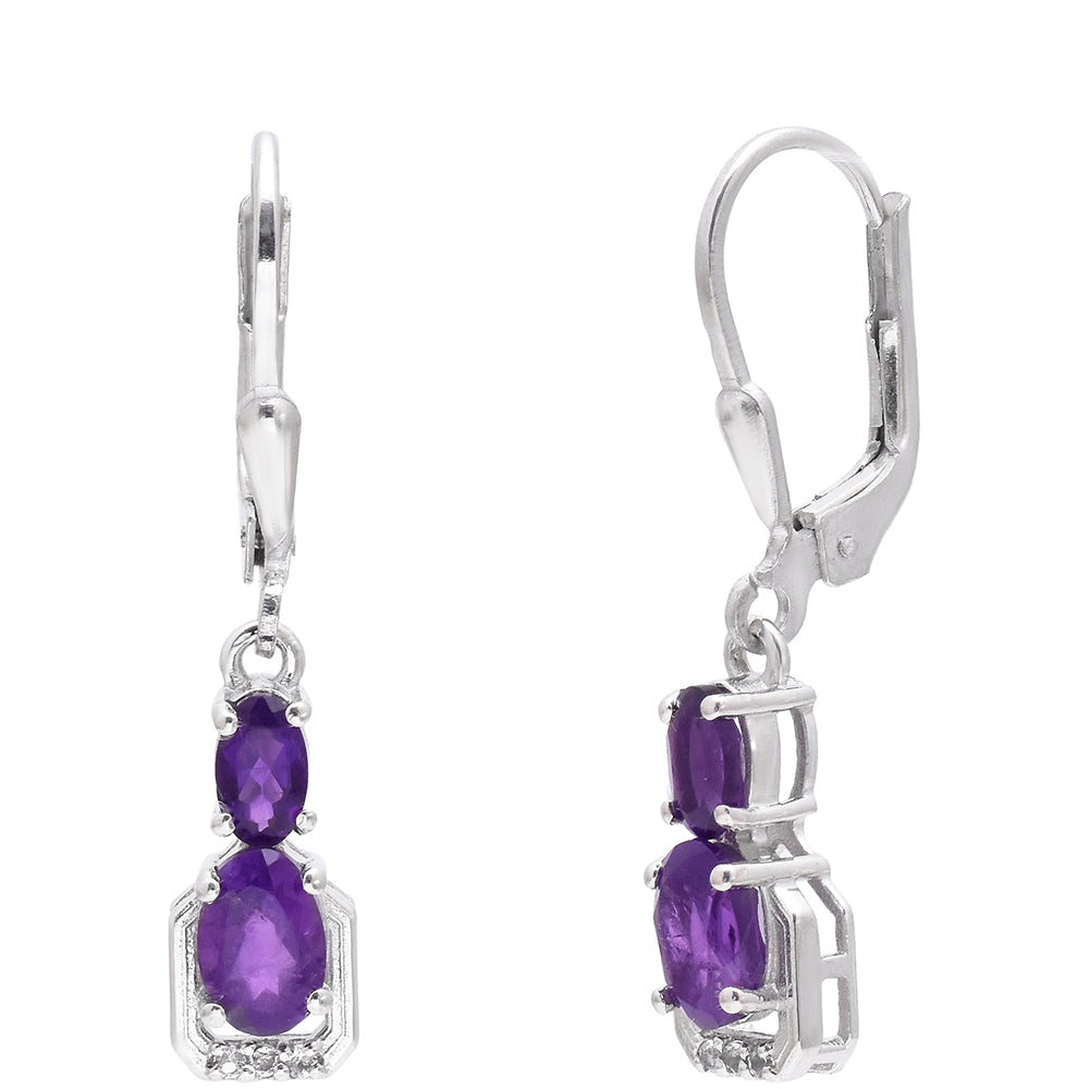 Cercei din Argint 925 ( 2.33 grame ) cu Ametist Marocan 1.25 Carate