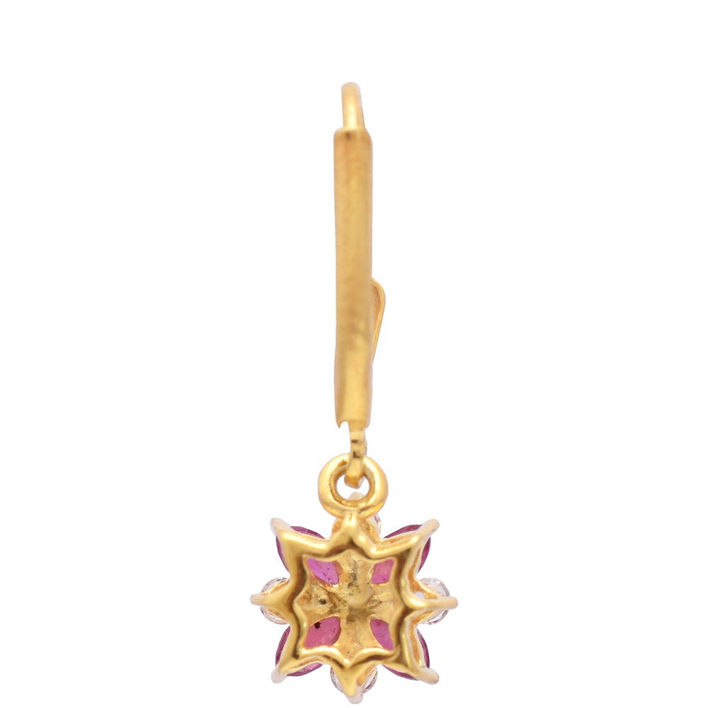 Cercei din Argint 925 Placat cu Aur ( 1.62 grame ) cu Rubin Malagasy și Topaz Alb 2.14 Carate 2 