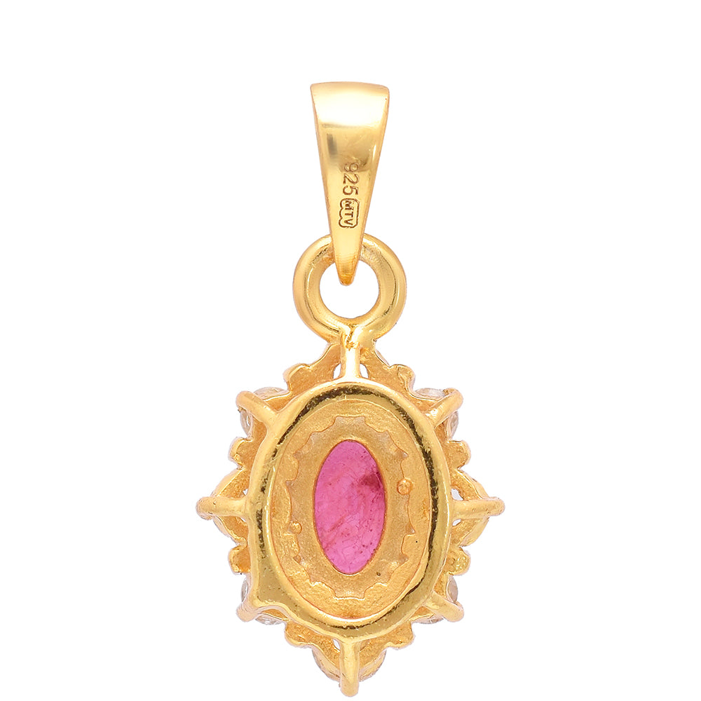 Pandantiv din Argint 925 Placat cu Aur ( 1.29 grame ) cu Rubin Malagasy și Topaz Alb 0.68 Carate