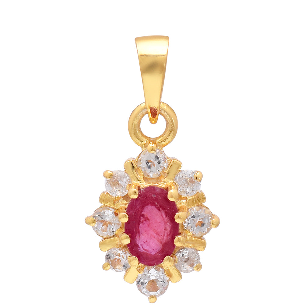 Pandantiv din Argint 925 Placat cu Aur ( 1.29 grame ) cu Rubin Malagasy și Topaz Alb 0.68 Carate