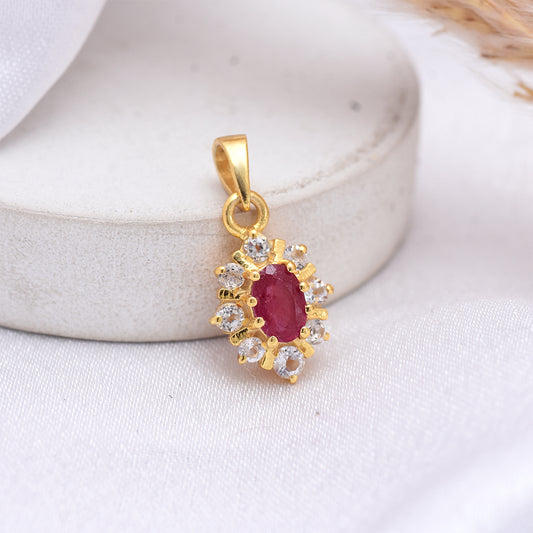 Pandantiv din Argint 925 Placat cu Aur ( 1.29 grame ) cu Rubin Malagasy și Topaz Alb 0.68 Carate