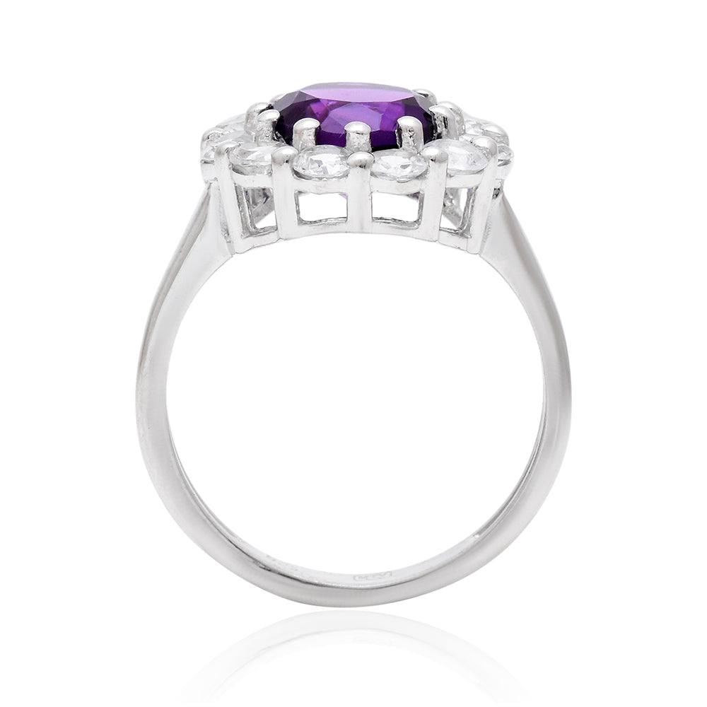 Inel din Argint 925 ( 2.84 grame ) cu Ametist Marocan și Topaz Alb 3.1 Carate