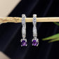 Cercei din Argint 925 ( 3.8 grame ) cu Ametist Marocan și Topaz Alb 0.67 Carate