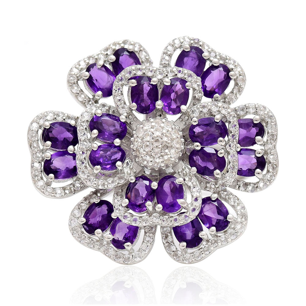 Inel din Argint 925 ( 7.75 grame ) cu Ametist Marocan și Topaz Alb 2.52 Carate 5 