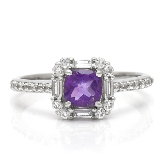 Inel din Argint 925 ( 2.31 grame ) cu Ametist Marocan și Topaz Alb 1.42 Carate