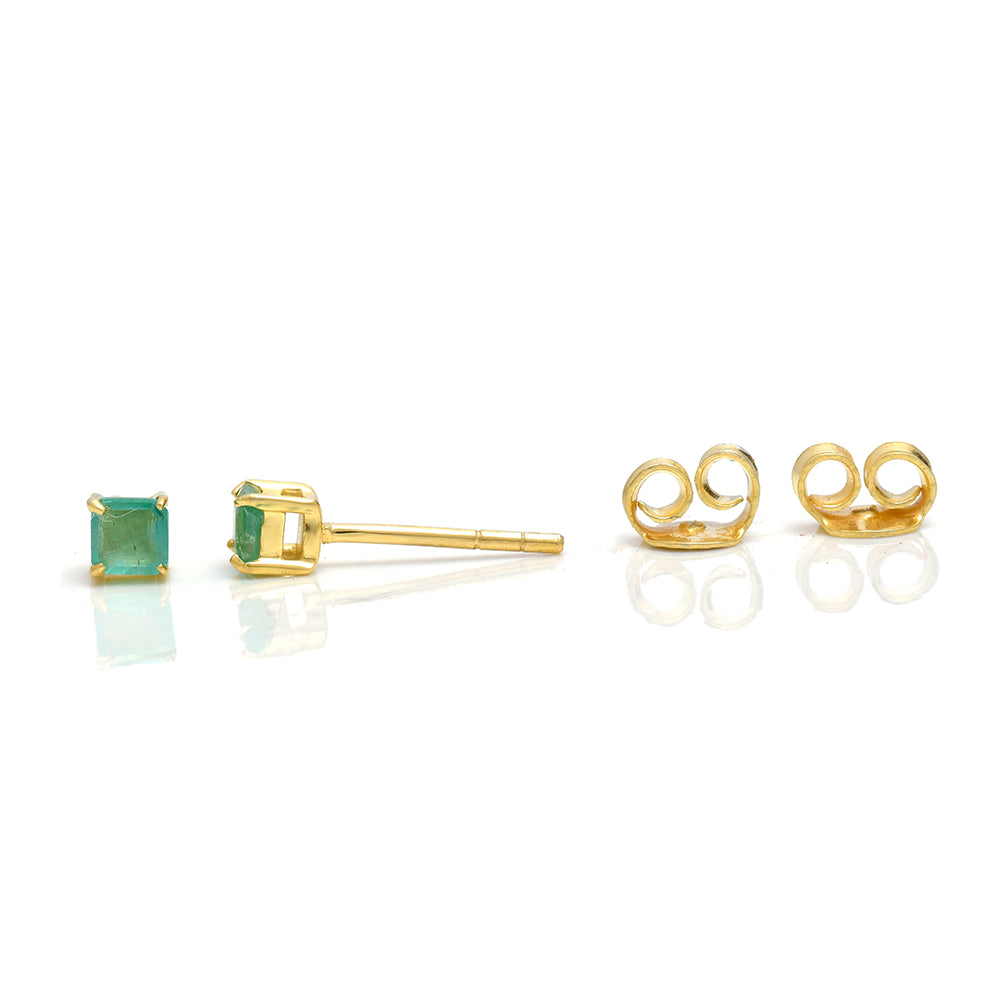 Cercei din Argint 925 Placat cu Aur ( 0.99 grame ) cu Smarald Brazilian 0.9 Carate