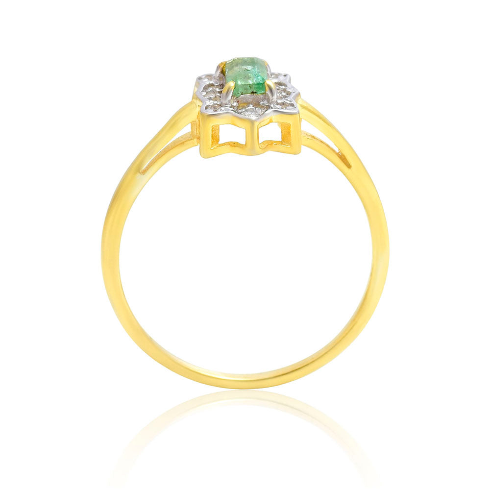 Inel din Argint 925 Placat cu Aur ( 2.16 grame ) cu Smarald Brazilian și Topaz Alb 0.41 Carate