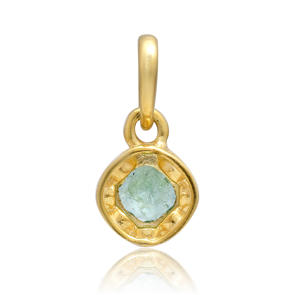 Pandantiv din Argint 925 Placat cu Aur ( 1.31 grame ) cu Smarald Brazilian și Topaz Alb 0.76 Carate 4 