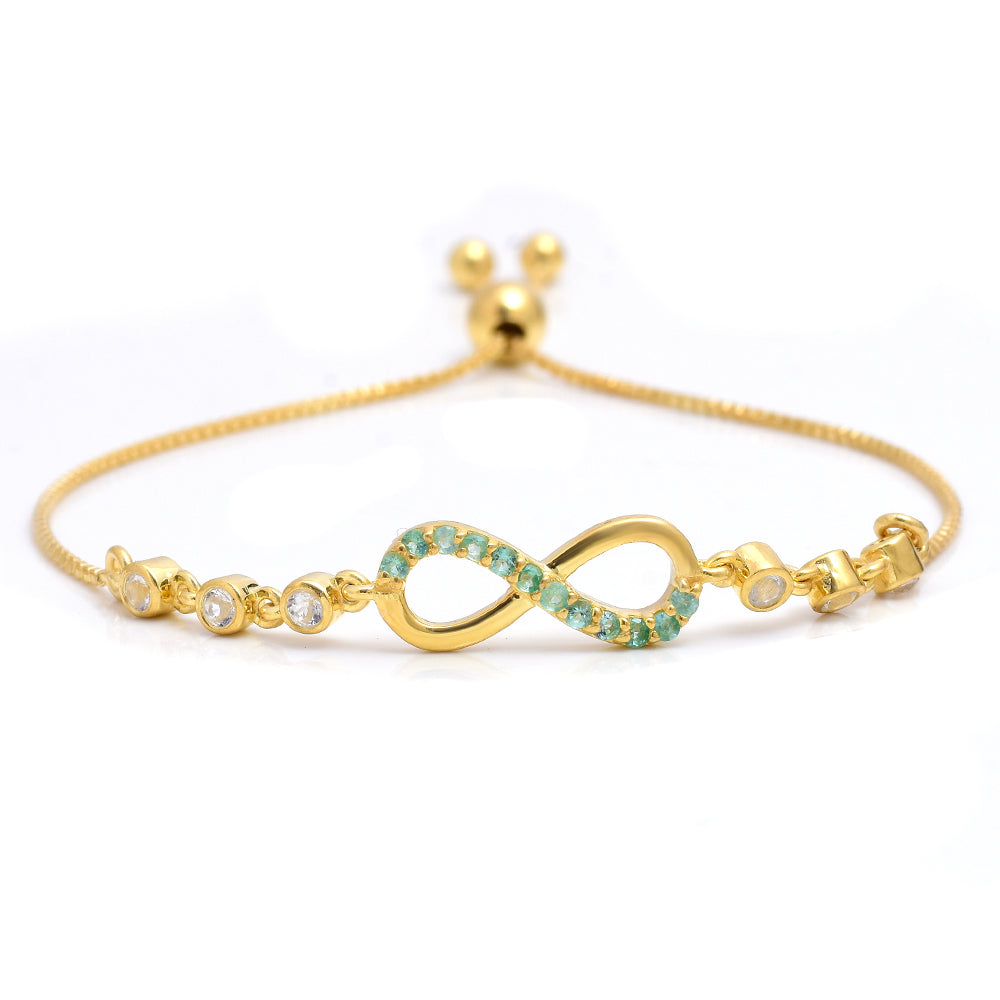 Brățară din Argint 925 Placat cu Aur ( 3.09 grame ) cu Smarald Brazilian și Topaz Alb 0.5 Carate 1 
