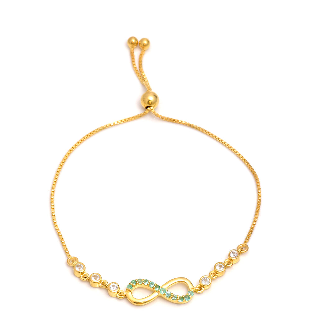 Brățară din Argint 925 Placat cu Aur ( 3.09 grame ) cu Smarald Brazilian și Topaz Alb 0.5 Carate