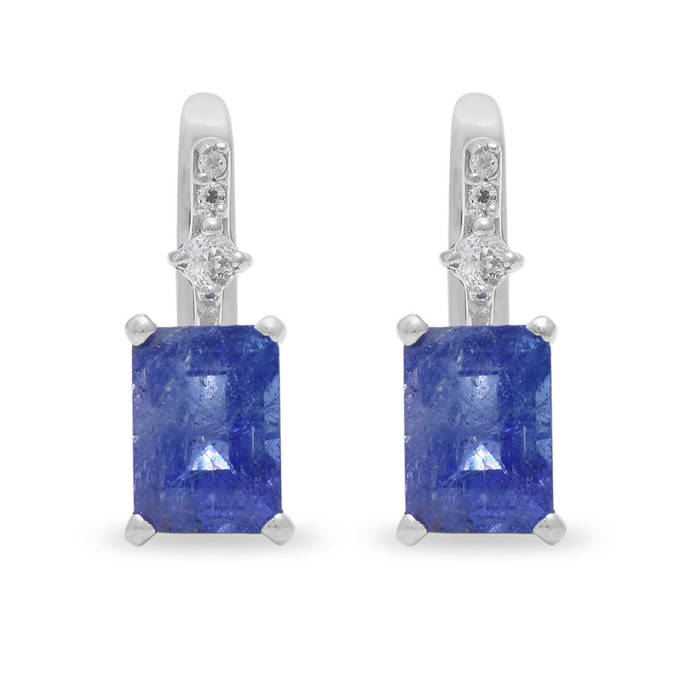 Cercei din Argint 925 ( 2.23 grame ) cu Tanzanit AAA și Topaz Alb 2.13 Carate 2 