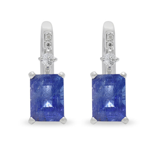Cercei din Argint 925 ( 2.23 grame ) cu Tanzanit AAA și Topaz Alb 2.13 Carate