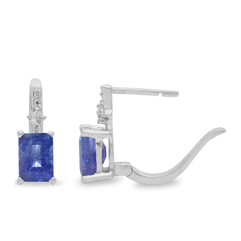 Cercei din Argint 925 ( 2.23 grame ) cu Tanzanit AAA și Topaz Alb 2.13 Carate
