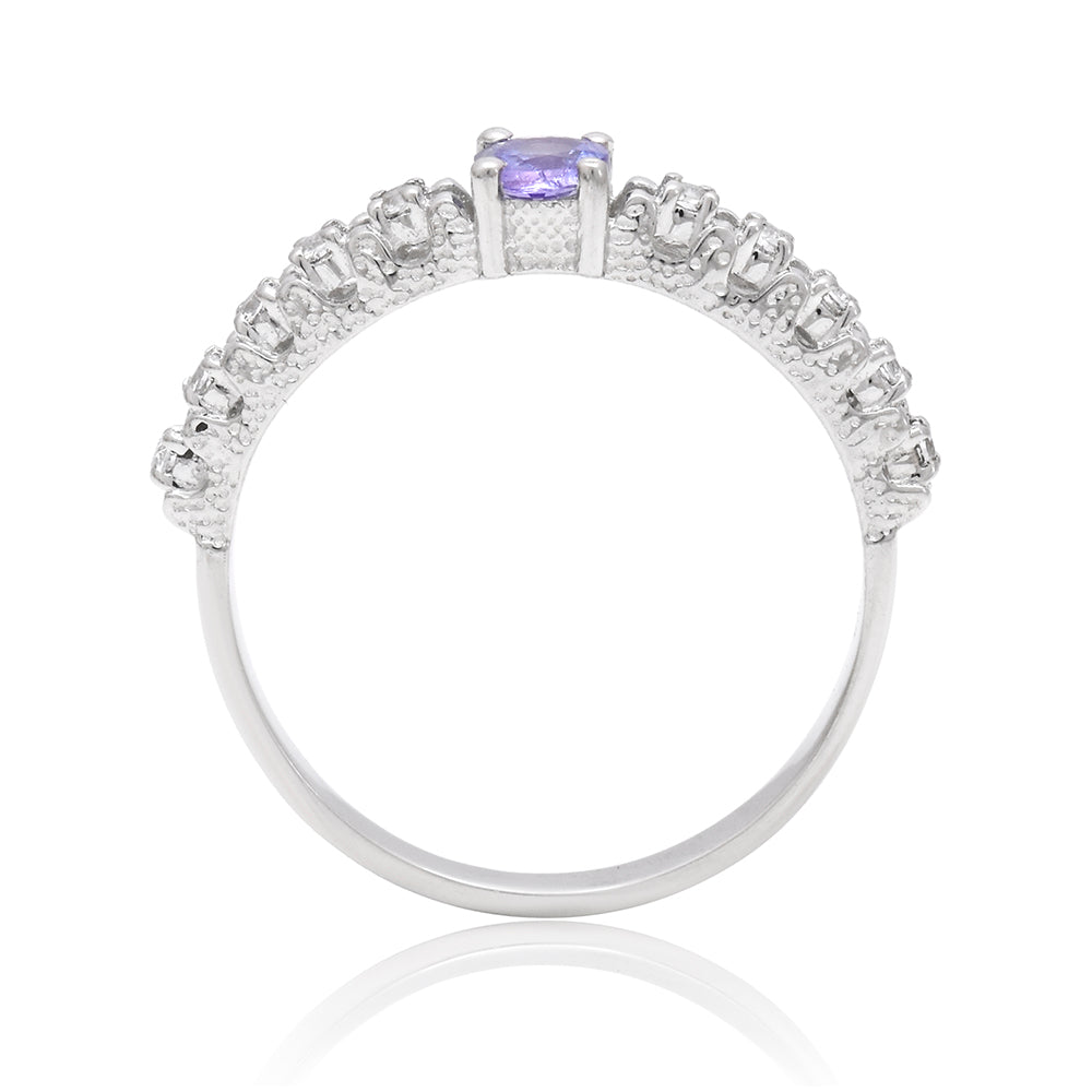 Inel din Argint 925 ( 2.14 grame ) cu Tanzanit AAA și Topaz Alb 0.35 Carate