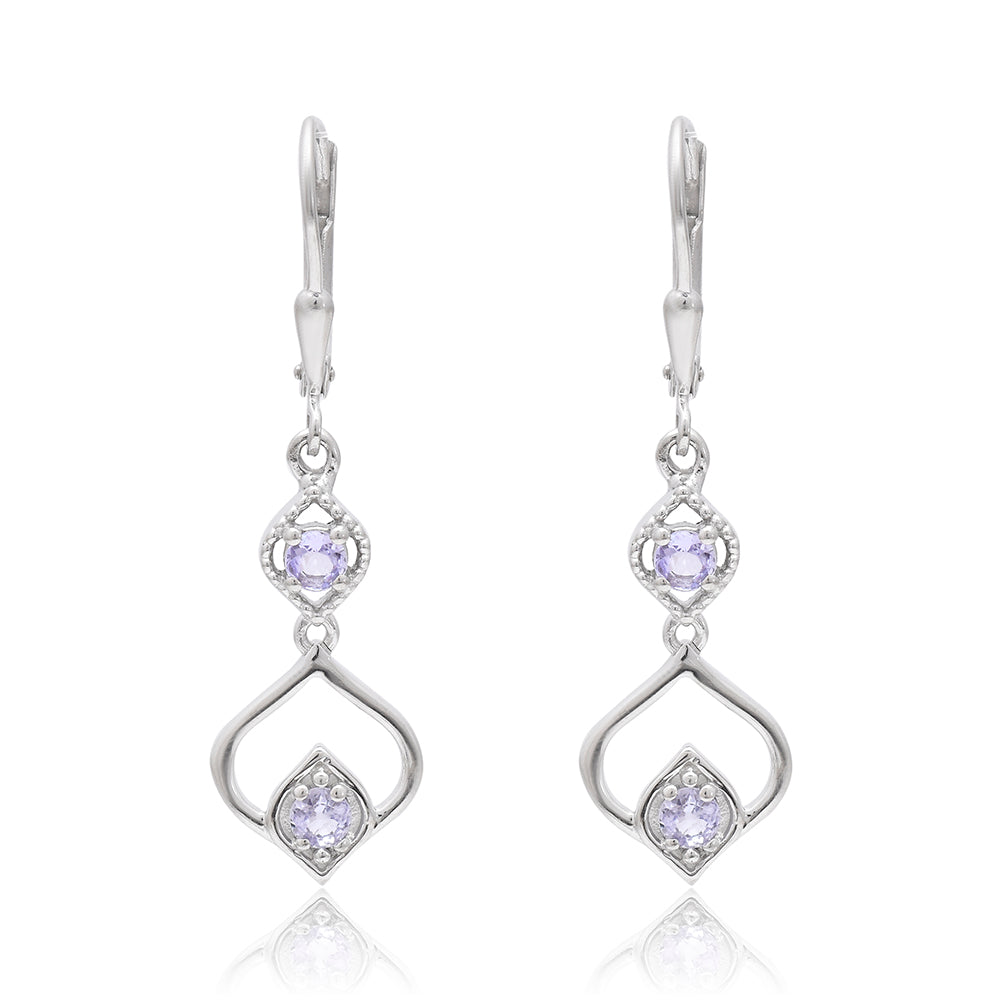 Cercei din Argint 925 ( 2.83 grame ) cu Tanzanit AAA 0.43 Carate 2 