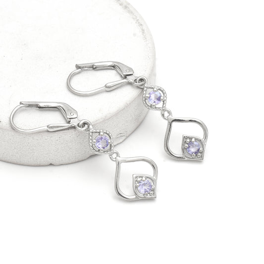 Cercei din Argint 925 ( 2.83 grame ) cu Tanzanit AAA 0.43 Carate