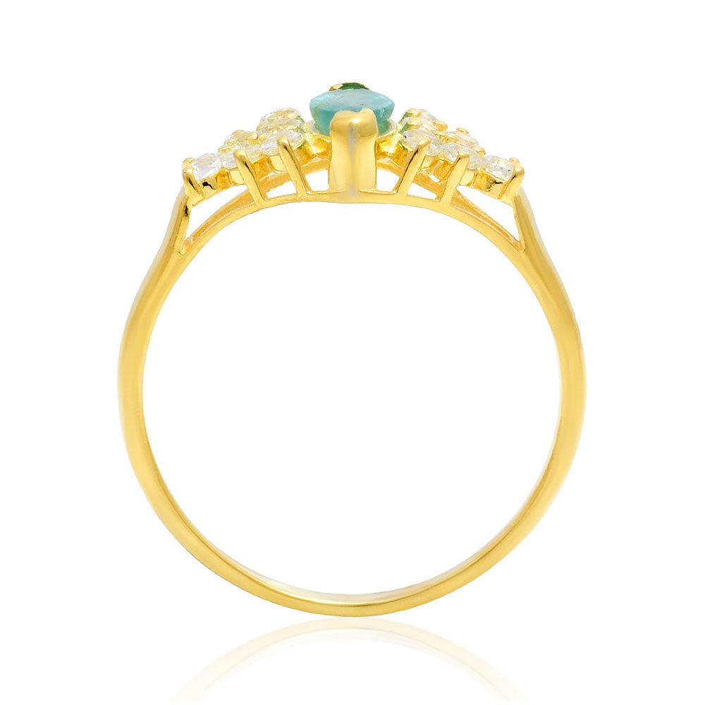 Inel din Argint 925 Placat cu Aur ( 2.14 grame ) cu Smarald Brazilian și Topaz Alb 0.78 Carate