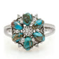 Inel din Argint 925 ( 3.14 grame ) cu Turcoaz Oyster și Topaz Alb 2 Carate