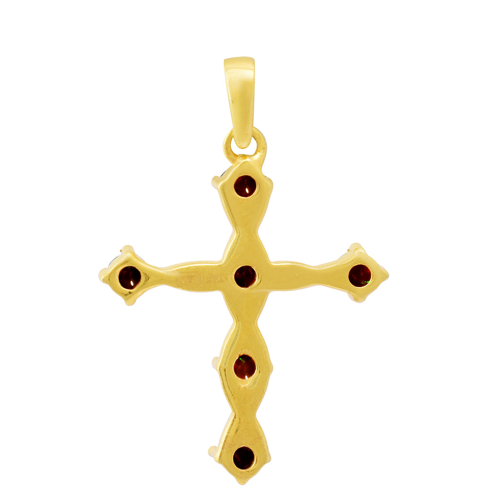 Cruce Pandantiv din Argint 925 Placat cu Aur ( 2.29 grame ) cu Opal Etiopian Lega Dembi 0.55 Carate 3 