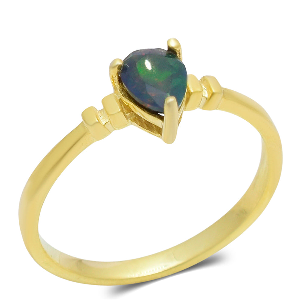Inel din Argint 925 Placat cu Aur ( 1.97 grame ) cu Opal Etiopian Lega Dembi 0.4 Carate