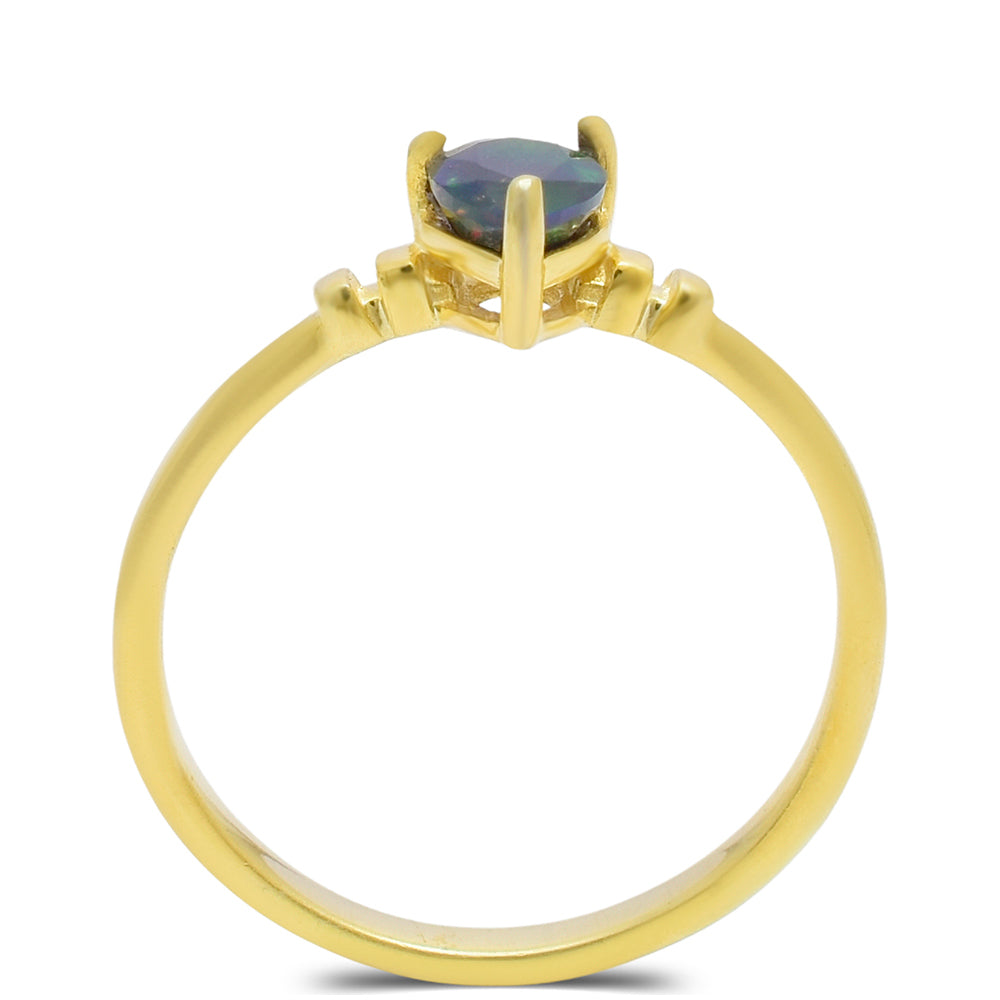Inel din Argint 925 Placat cu Aur ( 1.97 grame ) cu Opal Etiopian Lega Dembi 0.4 Carate