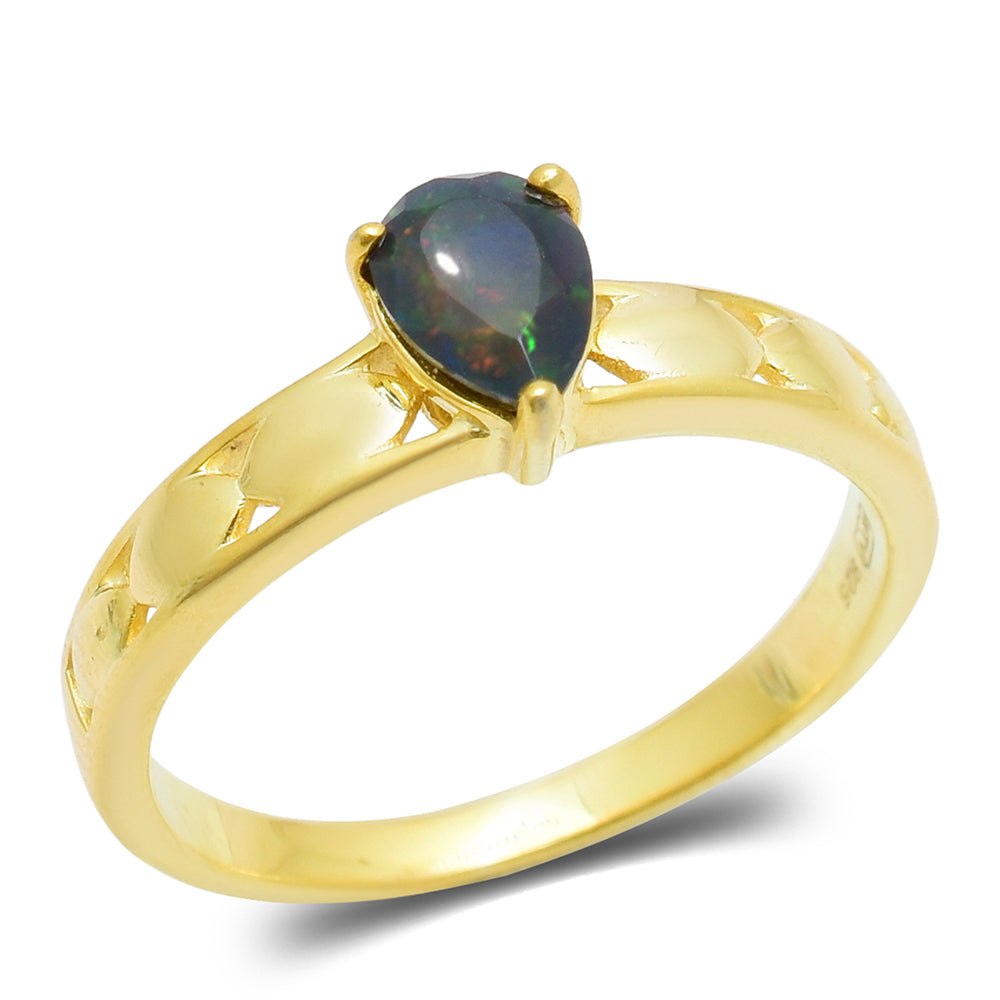 Inel din Argint 925 Placat cu Aur ( 2.32 grame ) cu Opal Etiopian Lega Dembi 0.4 Carate 2 