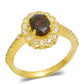 Inel din Argint 925 Placat cu Aur ( 3.56 grame ) cu Opal Etiopian Lega Dembi și Topaz Alb 0.47 Carate