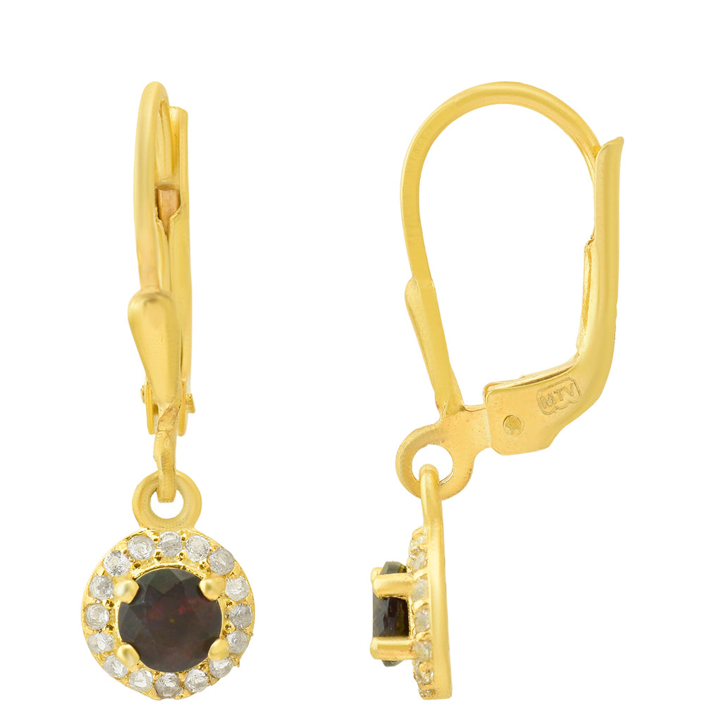 Cercei din Argint 925 Placat cu Aur ( 1.47 grame ) cu Opal Etiopian Lega Dembi și Topaz Alb 0.42 Carate 4 