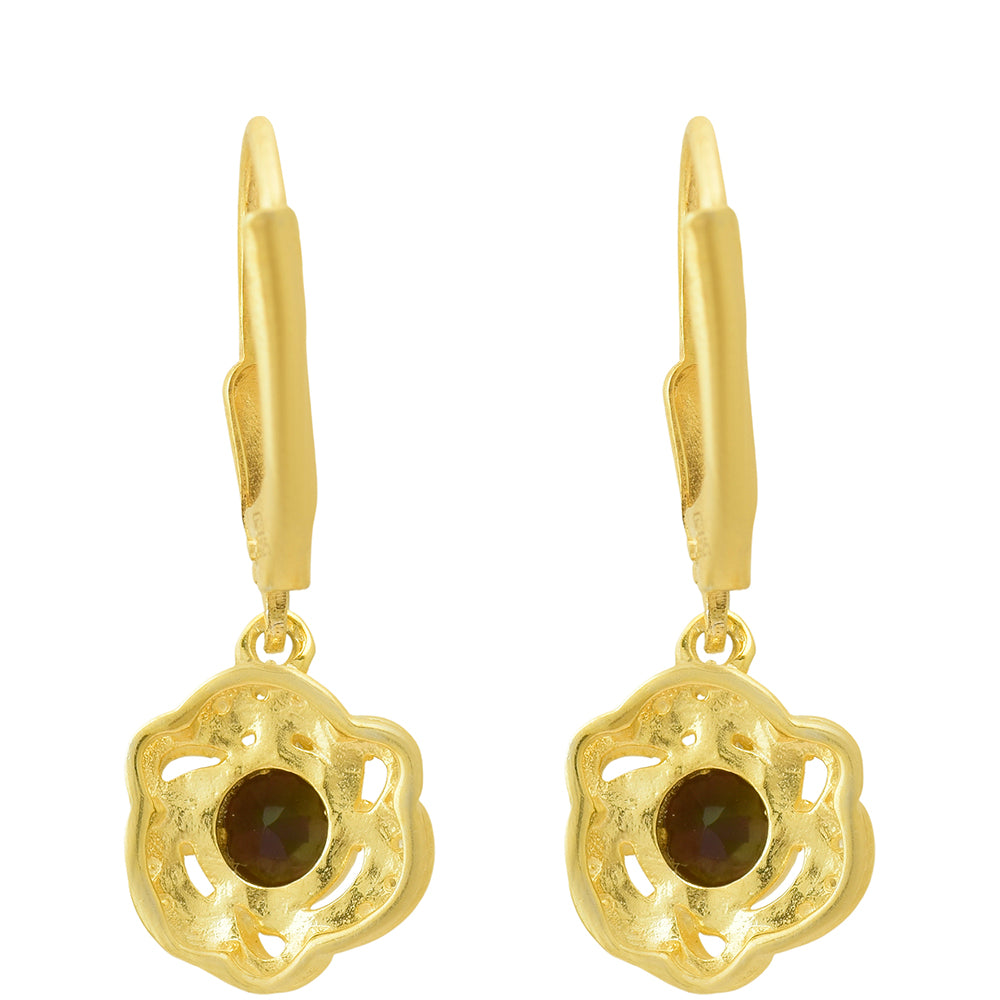 Cercei din Argint 925 Placat cu Aur ( 2.51 grame ) cu Opal Etiopian Lega Dembi și Topaz Alb 1.02 Carate