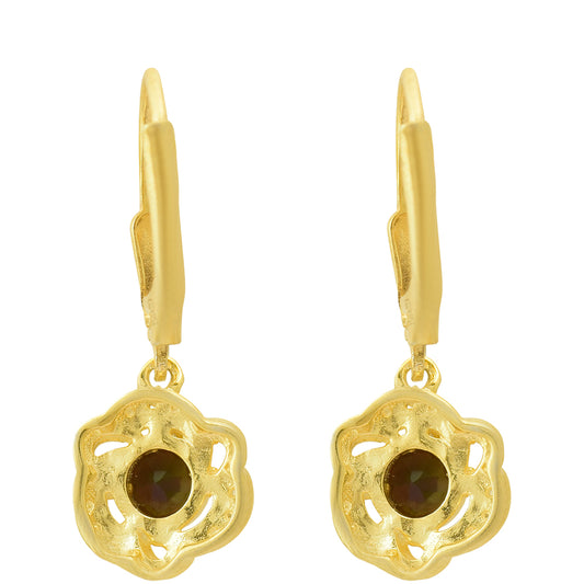 Cercei din Argint 925 Placat cu Aur ( 2.51 grame ) cu Opal Etiopian Lega Dembi și Topaz Alb 1.02 Carate