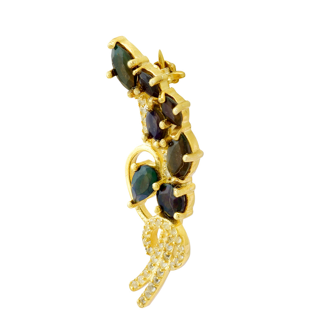 Broşă din Argint 925 Placat cu Aur ( 2.75 grame ) cu Opal Etiopian Lega Dembi și Topaz Alb 0.75 Carate