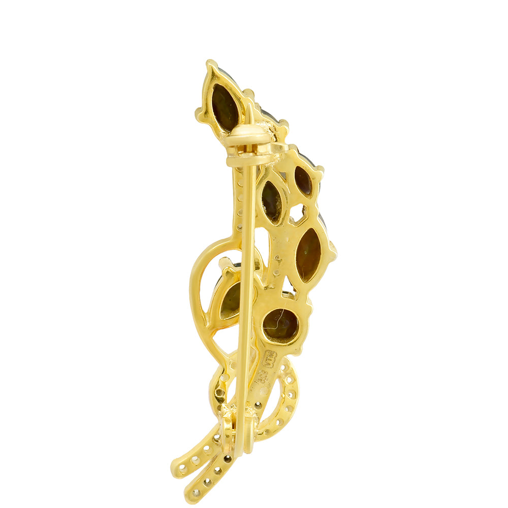 Broşă din Argint 925 Placat cu Aur ( 2.75 grame ) cu Opal Etiopian Lega Dembi și Topaz Alb 0.75 Carate