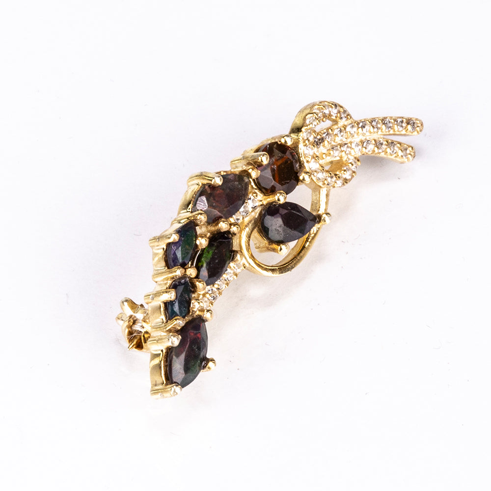 Broşă din Argint 925 Placat cu Aur ( 2.75 grame ) cu Opal Etiopian Lega Dembi și Topaz Alb 0.75 Carate 5 