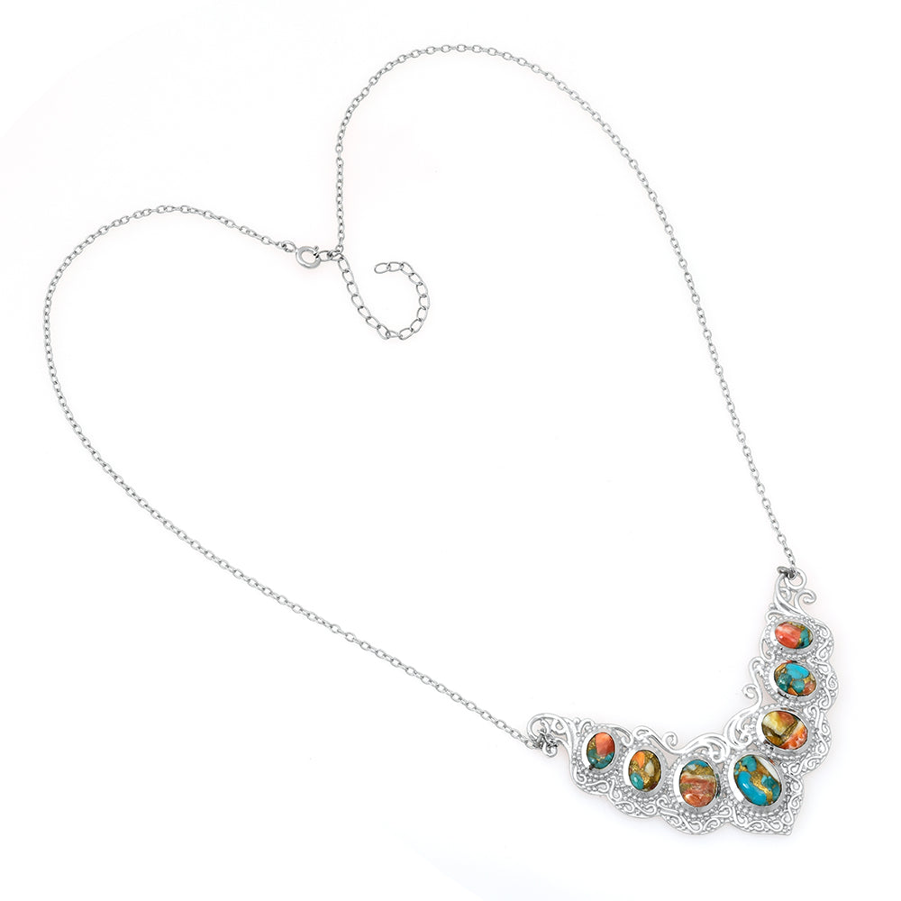 Colier din Argint 925 ( 13.31 grame ) cu Turcoaz Oyster 10.94 Carate 1 