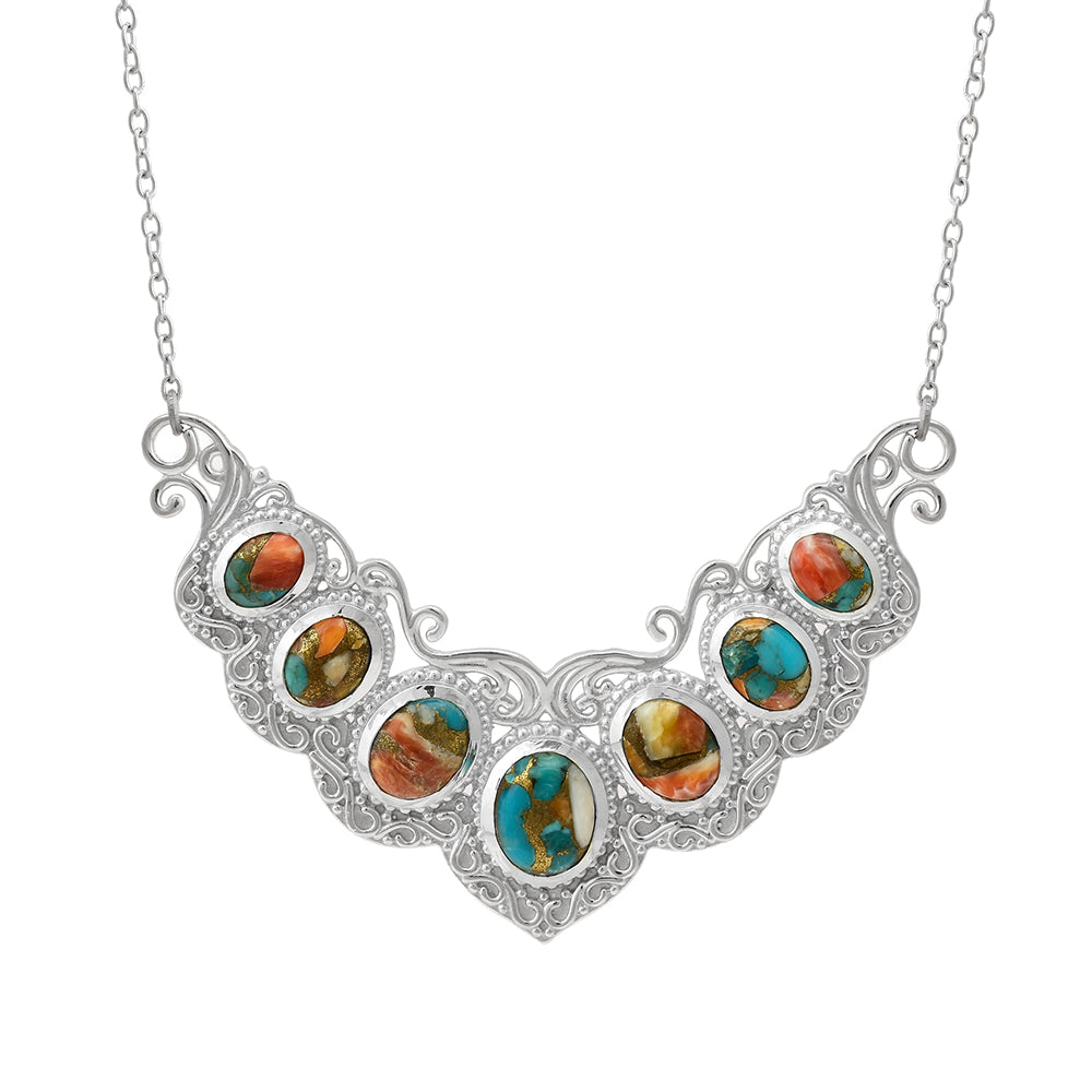 Colier din Argint 925 ( 13.31 grame ) cu Turcoaz Oyster 10.94 Carate
