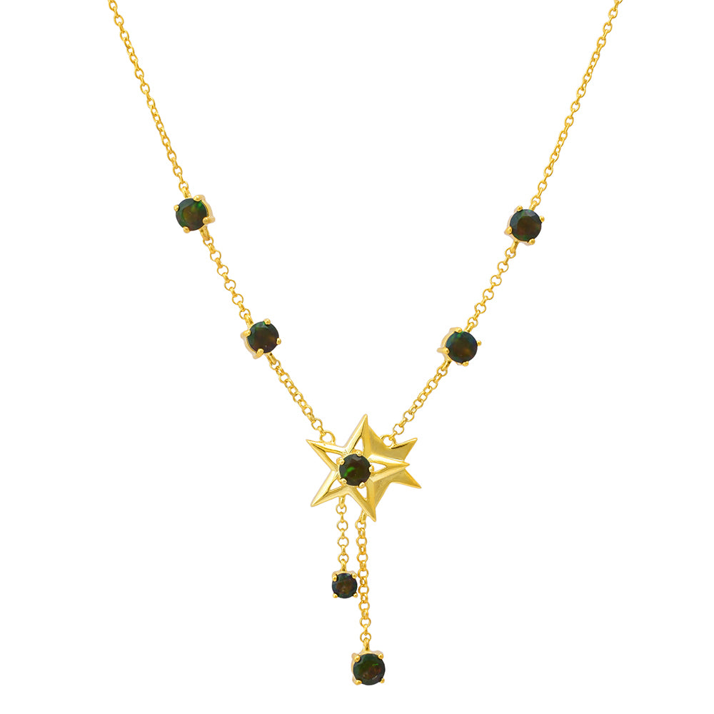 Colier din Argint 925 Placat cu Aur ( 8.34 grame ) cu Opal Etiopian Lega Dembi 1.19 Carate 1 